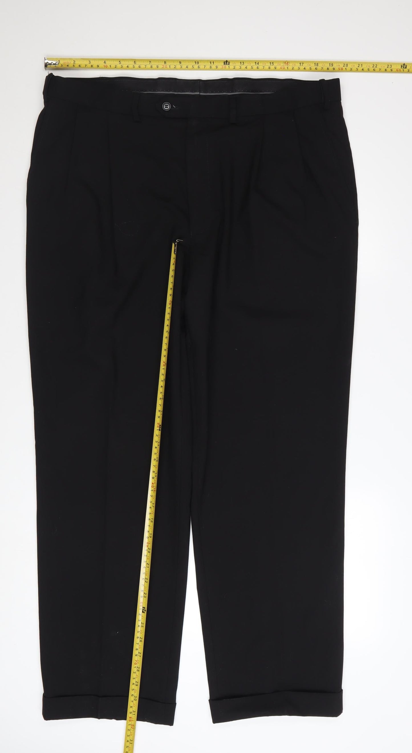Marks and Spencer Men's Black 40W 31L Wool Blend Dress Pants