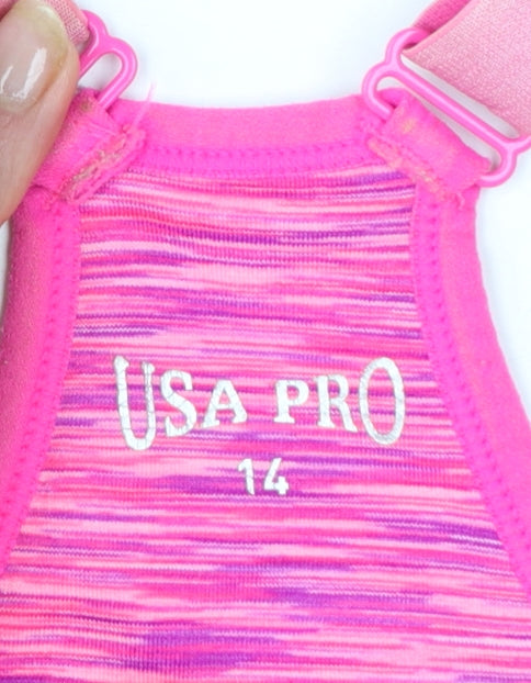 USA Pro Women's Pink Racerback Sports Tank Top Size 14
