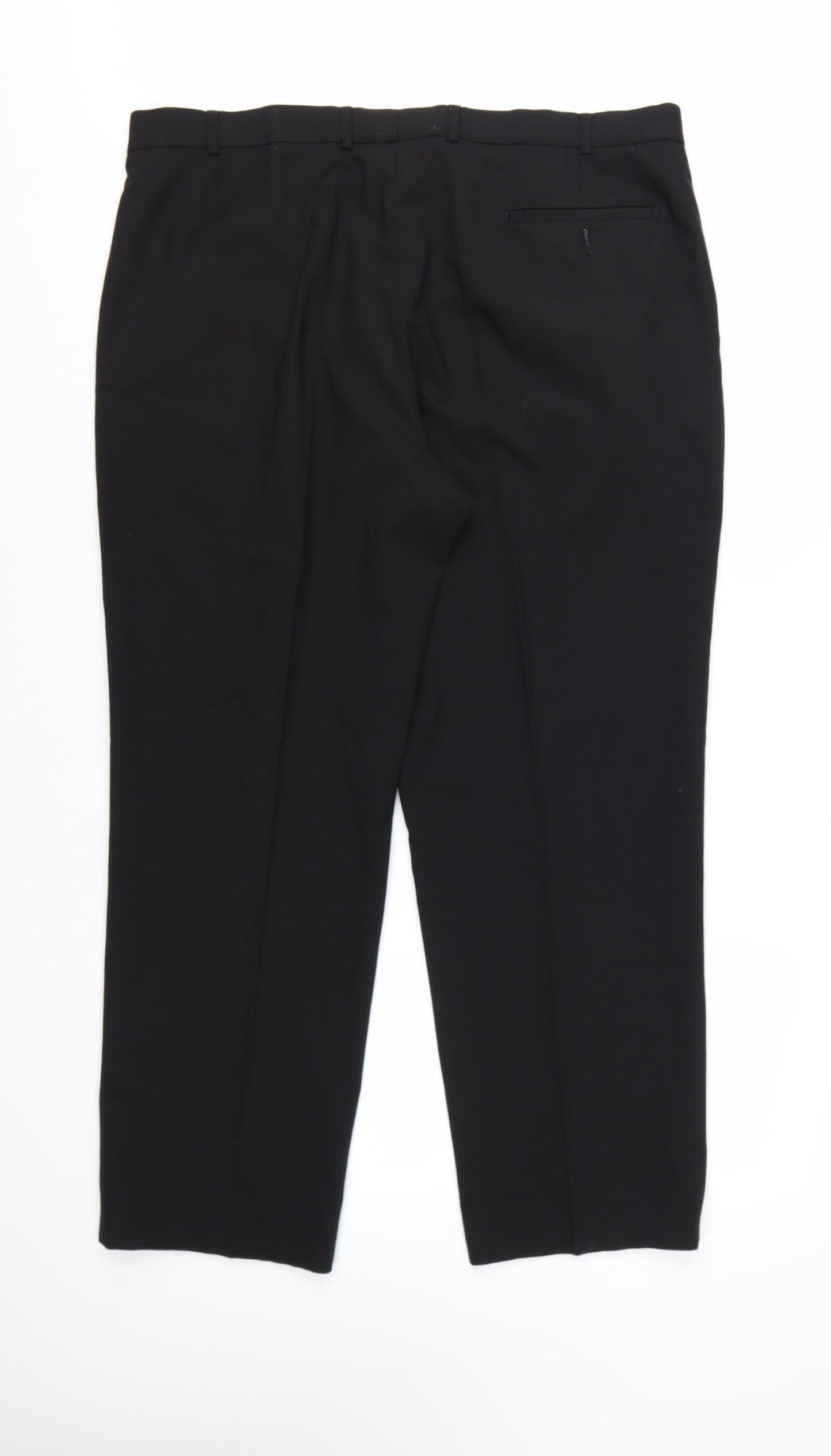 Marks and Spencer Men's Black Wool Blend Pleated Dress Trousers 40W 29L