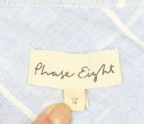 Phase Eight Womens Blue Check Tunic Blouse Size 18 Viscose Cotton