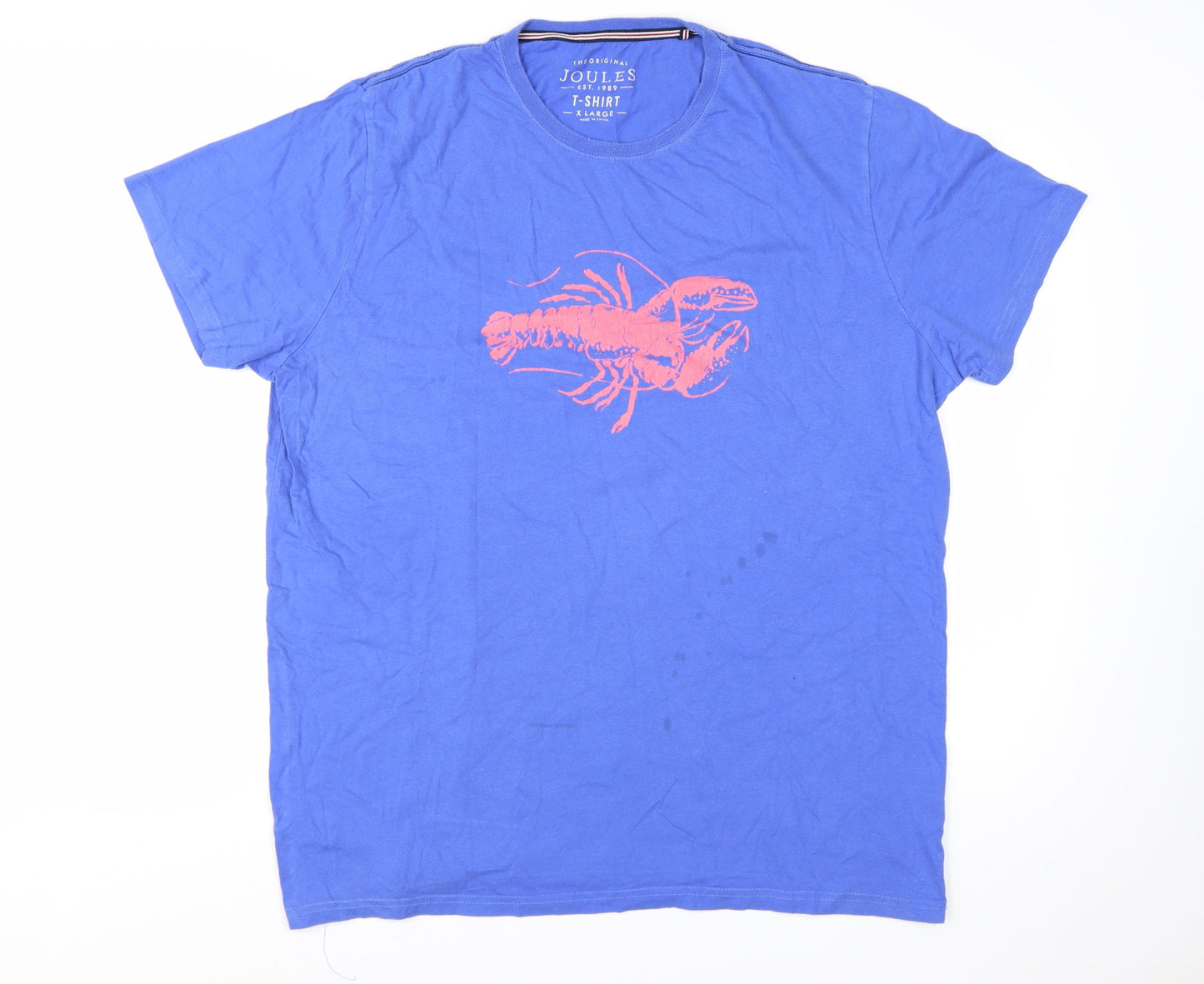 Joules Men’s Blue Lobster Graphic Cotton T-Shirt XL Short Sleeve
