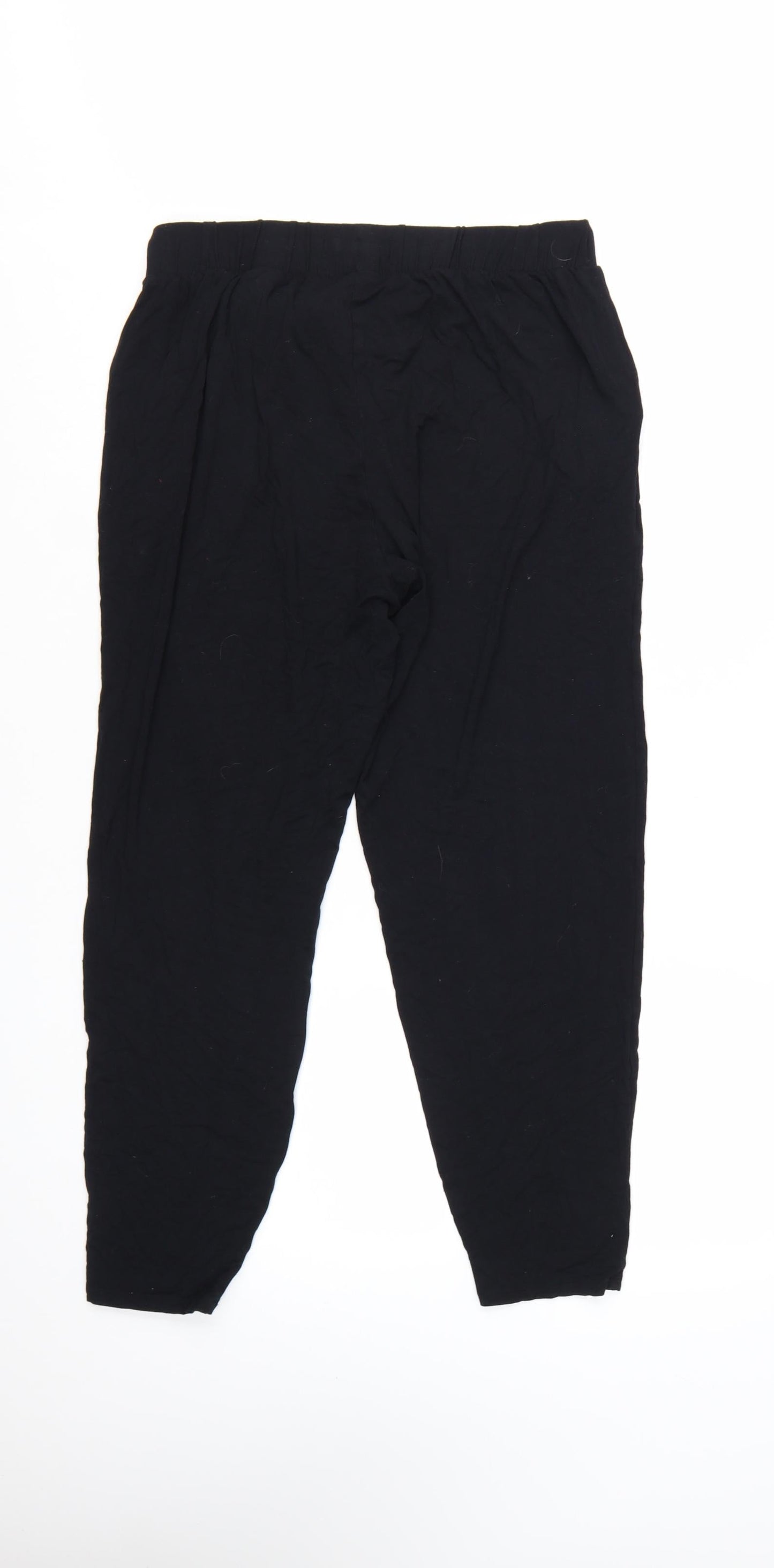 NEXT Women's Black Size 12 Viscose Jogger Trousers with Drawstring Waist