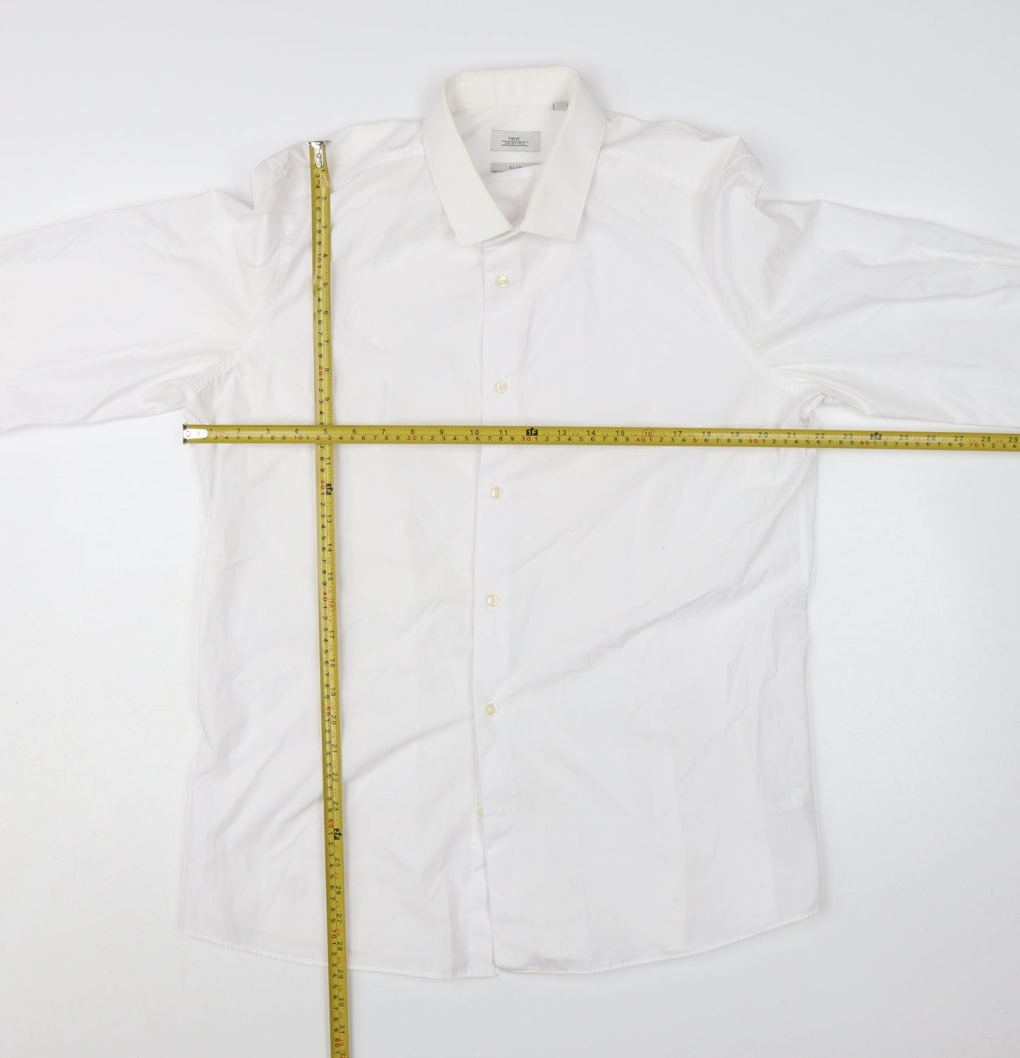 Next Men's White Regular Fit Long Sleeve Button-Up Shirt Size 17