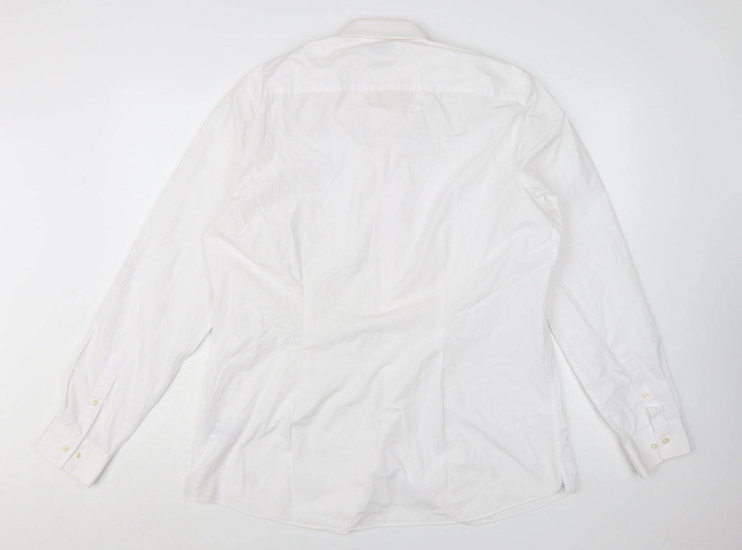 Next Men's White Regular Fit Long Sleeve Button-Up Shirt Size 17