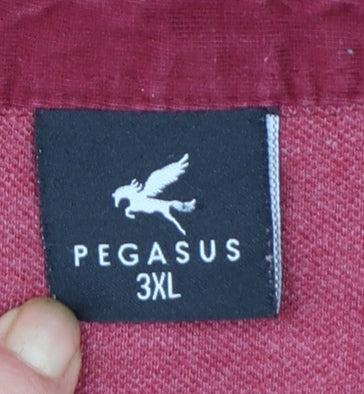 Pegasus Men’s Red 3XL Cotton Collared Short Sleeve Polo Shirt