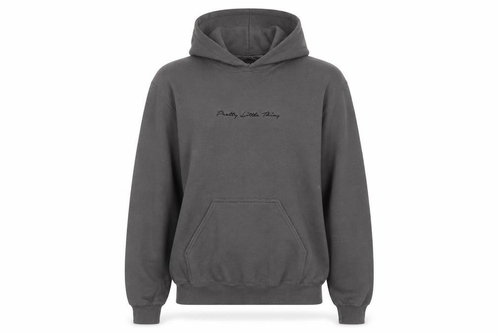PRETTYLITTLETHING Women's Grey Pullover Hoodie Size S Cotton Blend