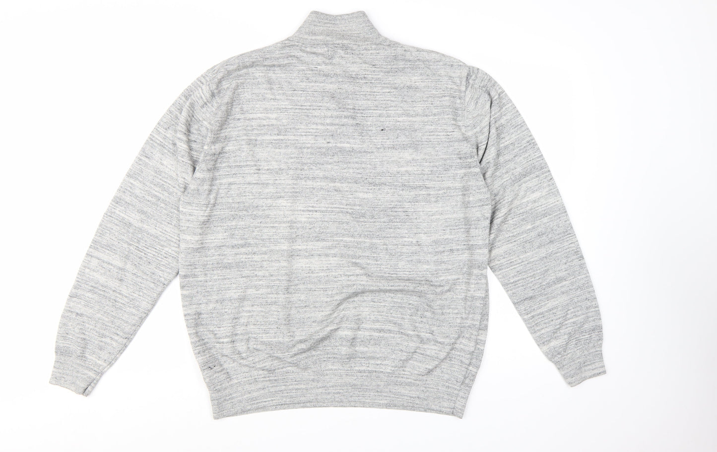 Next Men's Grey XL 1/2 Zip High Neck Cotton Jumper