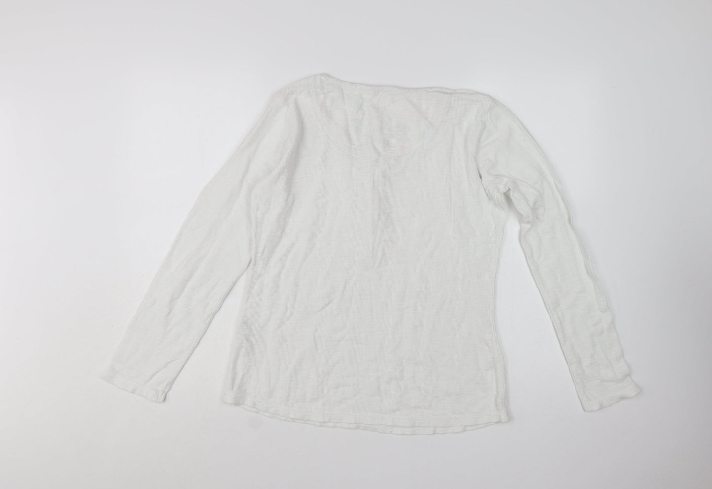 Next Women’s White Cotton Long Sleeve Henley Top Size 10
