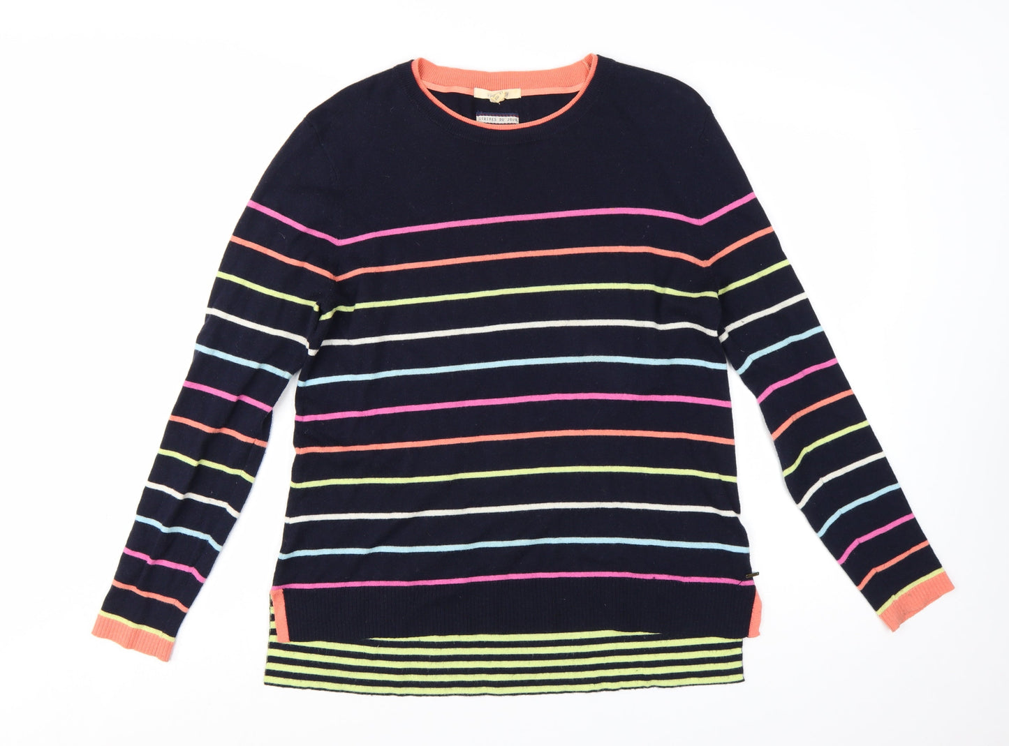 White Stuff Womens Multicoloured Stripe Merino Cotton Jumper UK 14