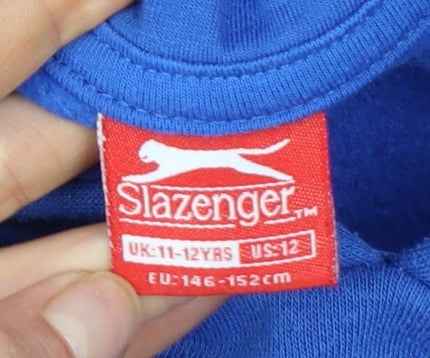 Slazenger Boys Blue Pullover Hoodie 11-12 Years Polyester Cotton Blend