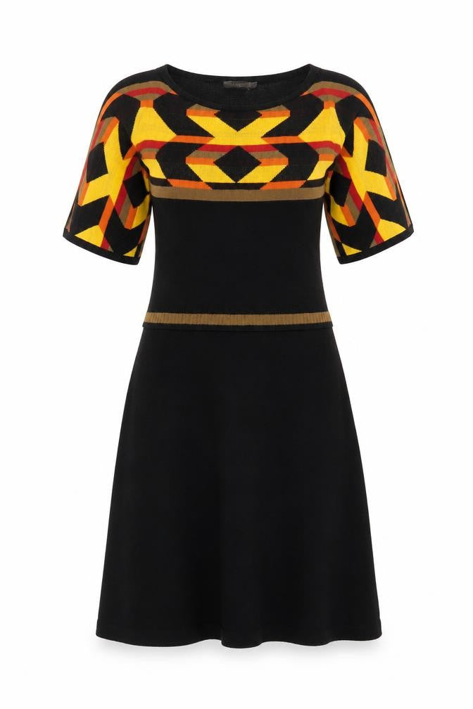 Fever London Women’s Black Size 8 A-Line Knit Retro Dress