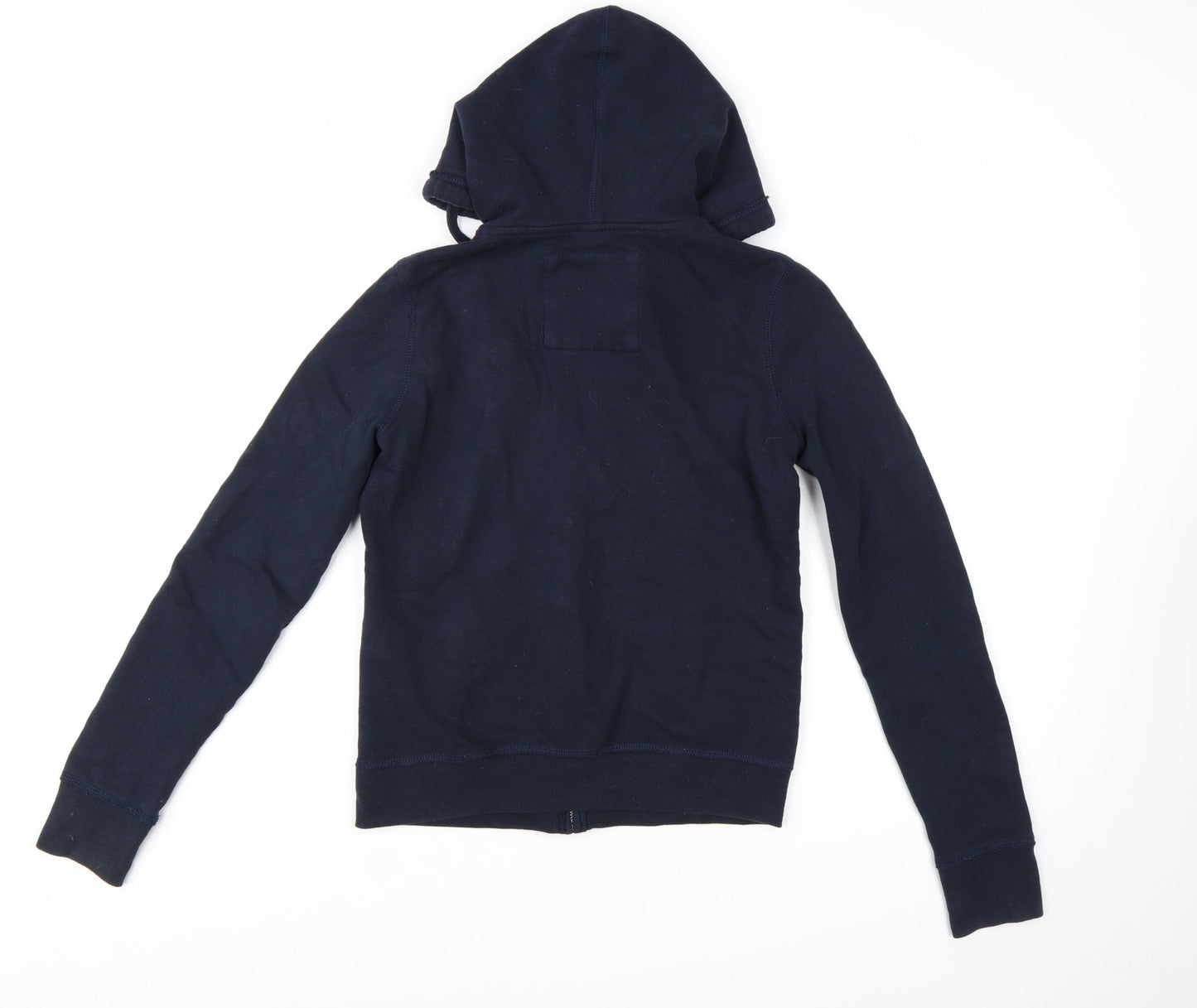 Hollister Women's Navy Full Zip Hoodie Medium Cotton Blend