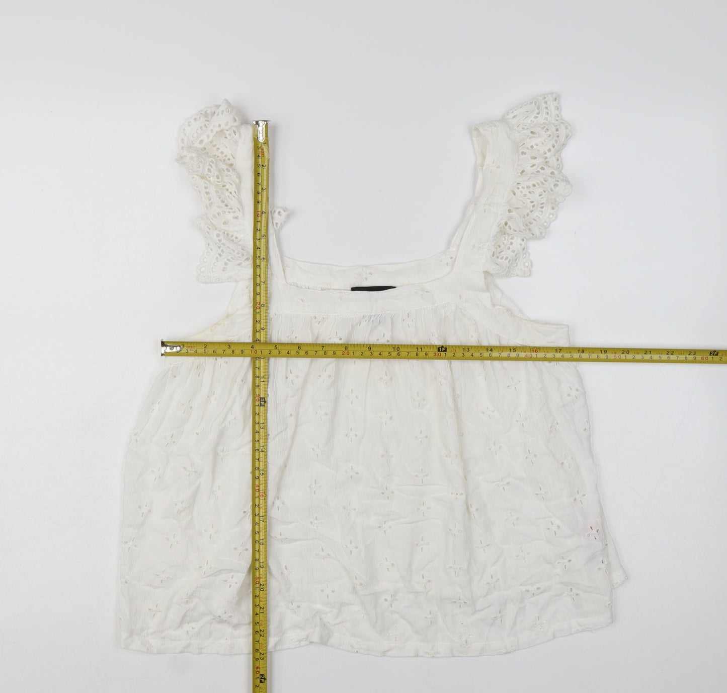 New Look Women White Embroidered Camisole Blouse UK 10
