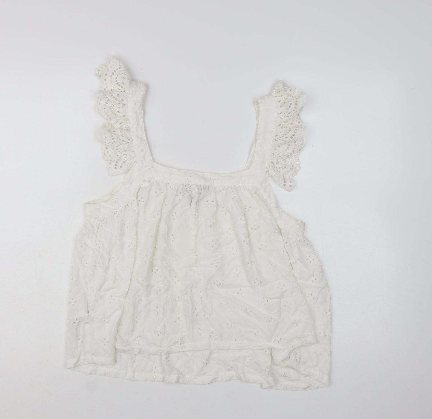 New Look Women White Embroidered Camisole Blouse UK 10