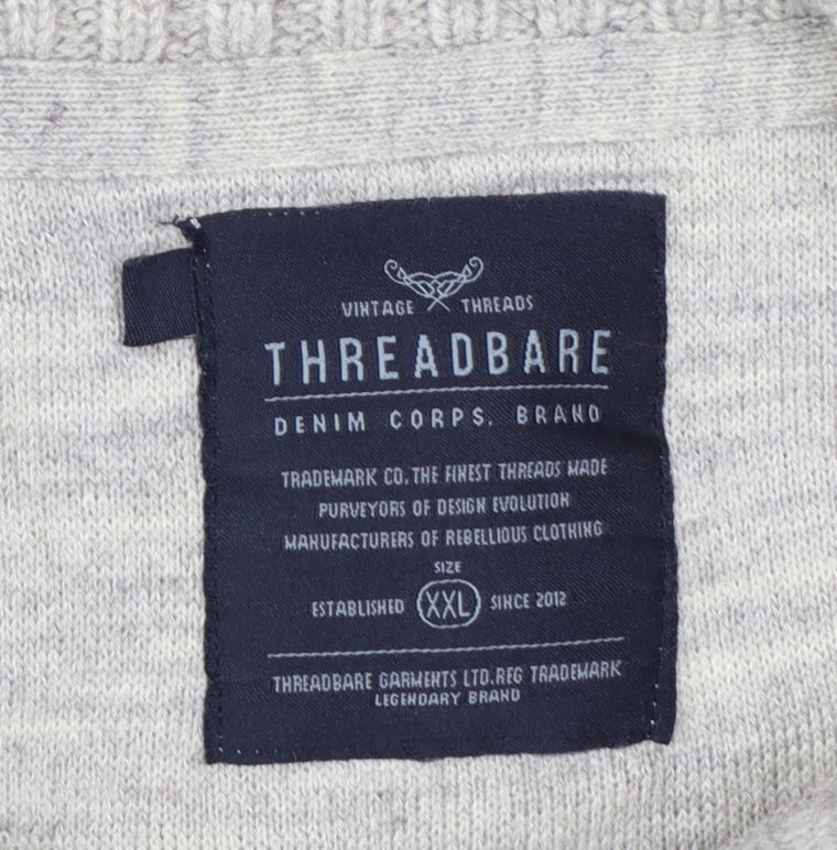 Threadbare Men's Beige Cable Knit Shawl Collar Cardigan 2XL