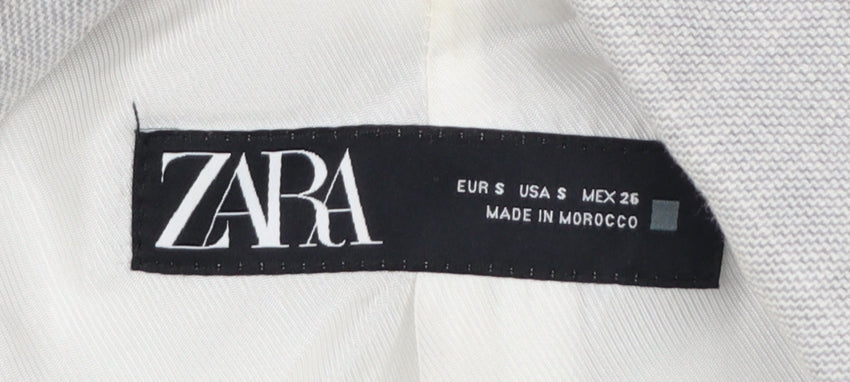Zara Women Grey Double-Breasted Blazer Jacket Size S Tailored Workwear