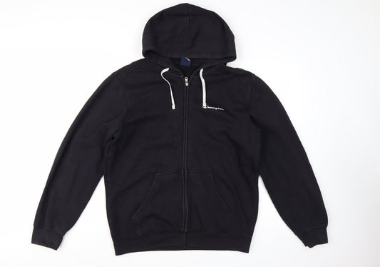Champion Men's Black Full Zip Hoodie Size L Fleece Sweatshirt
