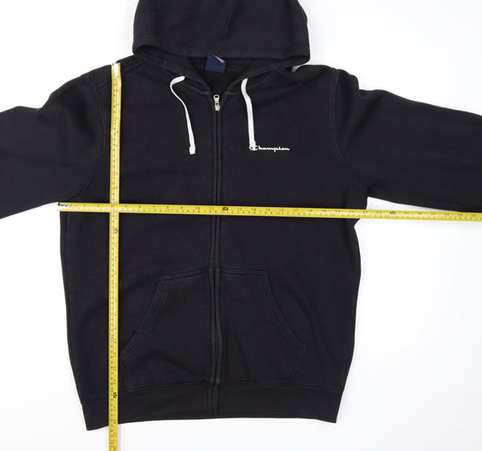 Champion Men's Black Full Zip Hoodie Size L Fleece Sweatshirt