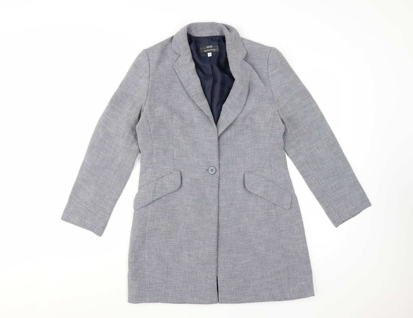 Marks and Spencer Women Grey Petite Single-Breasted Blazer Size 10