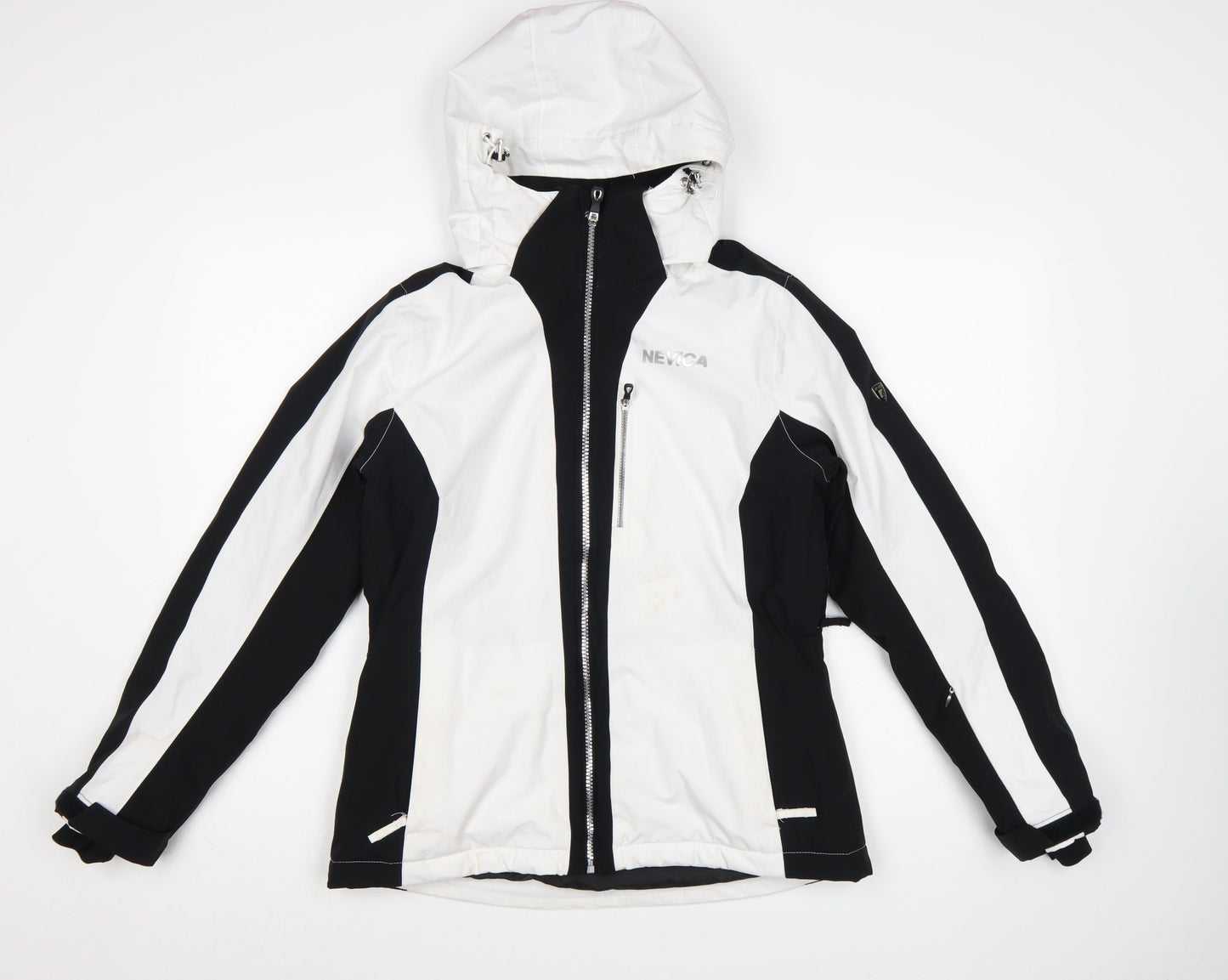 Nevica Women’s Black White Ski Jacket Size 10 Hooded Winter Coat