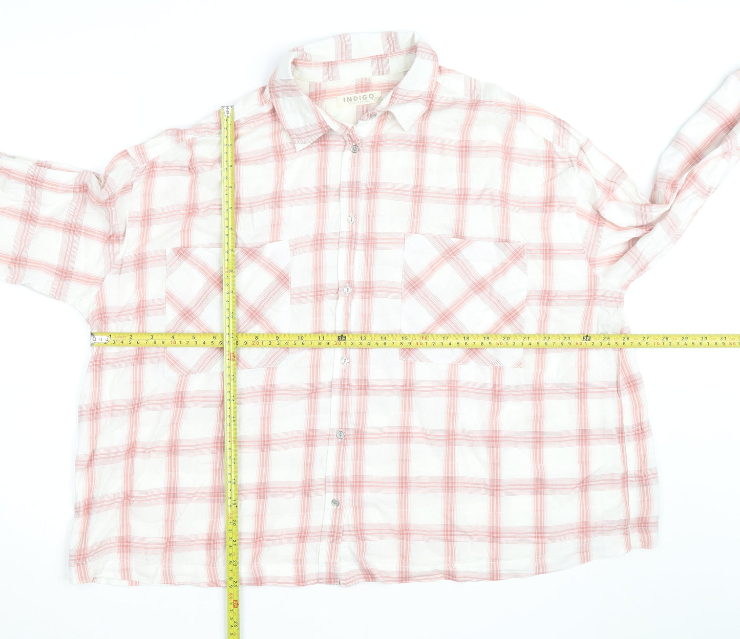 Marks and Spencer Women’s Pink Check Cotton Button-Up Shirt Size 24