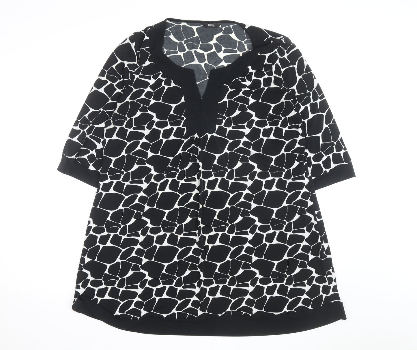 Marks and Spencer Women's Black Animal Print Shift Dress Size 22
