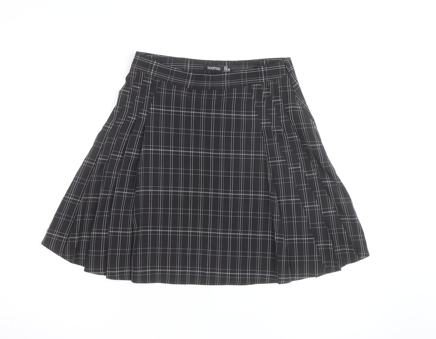 Boohoo Women's Black Check Pleated Mini Skirt Size 10