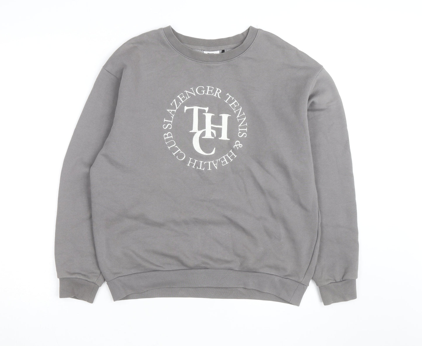 Slazenger Men’s Grey Crew Neck Pullover Sweatshirt S Sports Logo