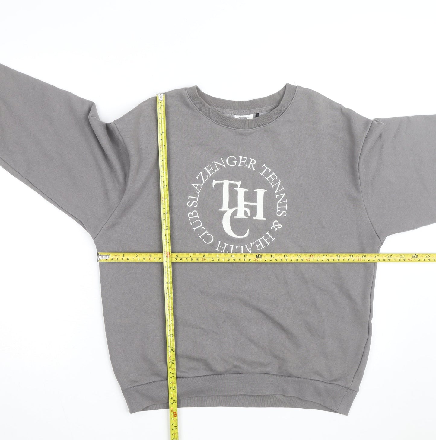 Slazenger Men’s Grey Crew Neck Pullover Sweatshirt S Sports Logo