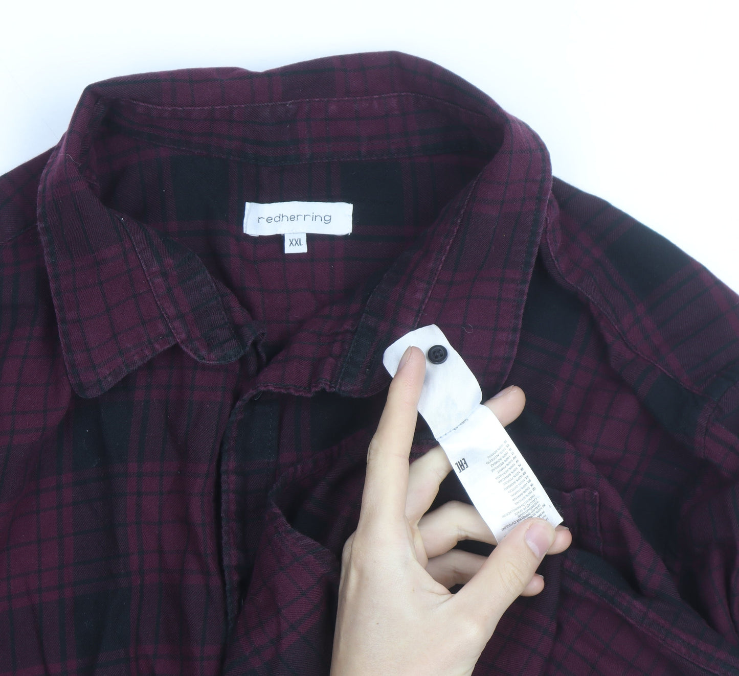 Red Herring Men's Red Black Plaid Flannel Shirt 2XL Regular Fit