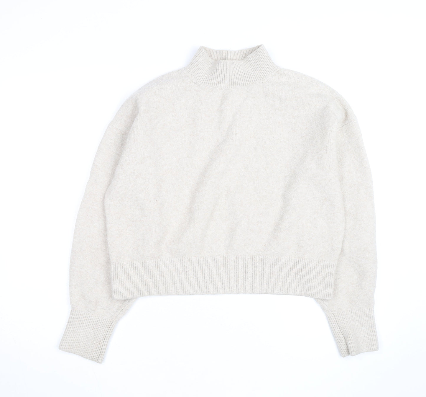 & Other Stories Women Beige Mock Neck Wool Blend Jumper Size M