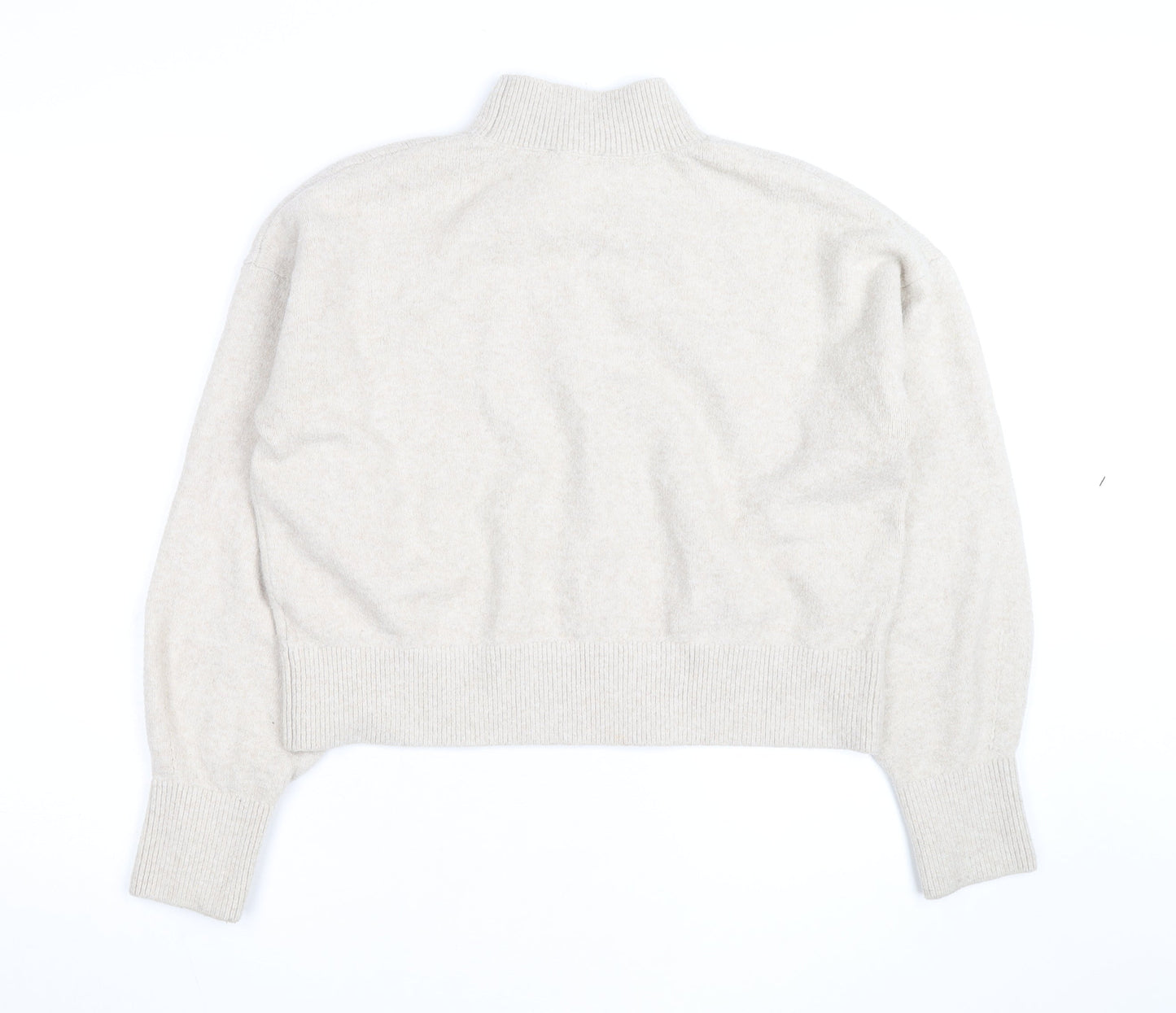 & Other Stories Women Beige Mock Neck Wool Blend Jumper Size M