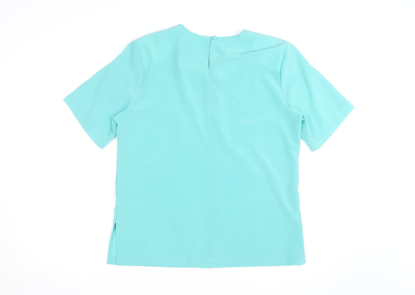 Jacques Vert Women’s Blue Embroidered Short Sleeve Blouse Size 12