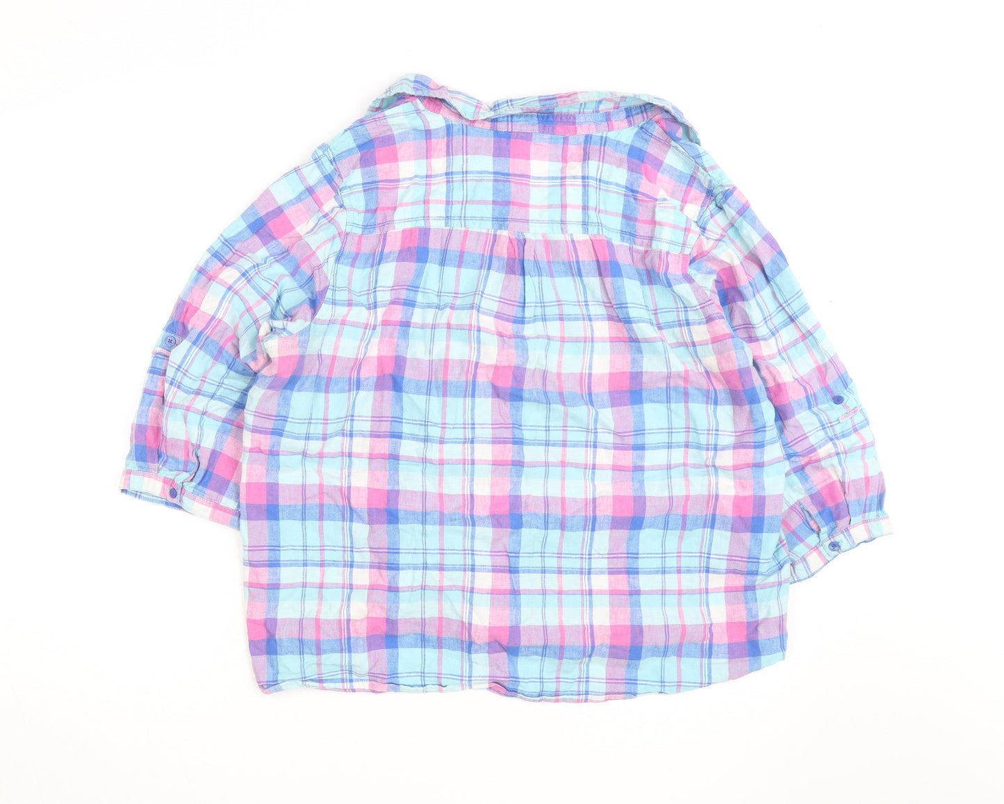 Bm Casual Women's Multicoloured Check Cotton 3/4 Sleeve Button-Up Shirt Size 22