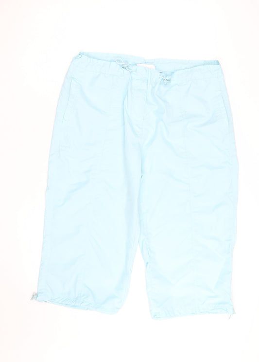 Emilio Blue Drawstring Cargo Bermuda Shorts Women Size 18