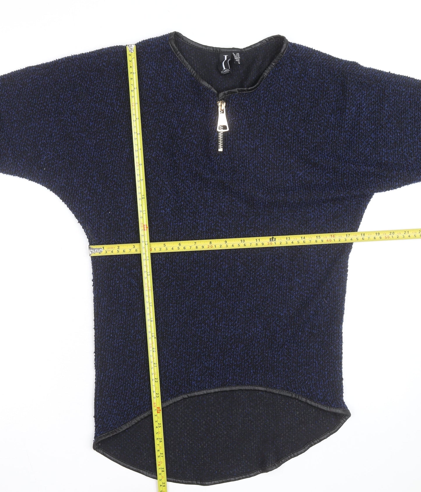 Izabel London Women's Blue 1/4 Zip Knit Jumper Size S 8/10