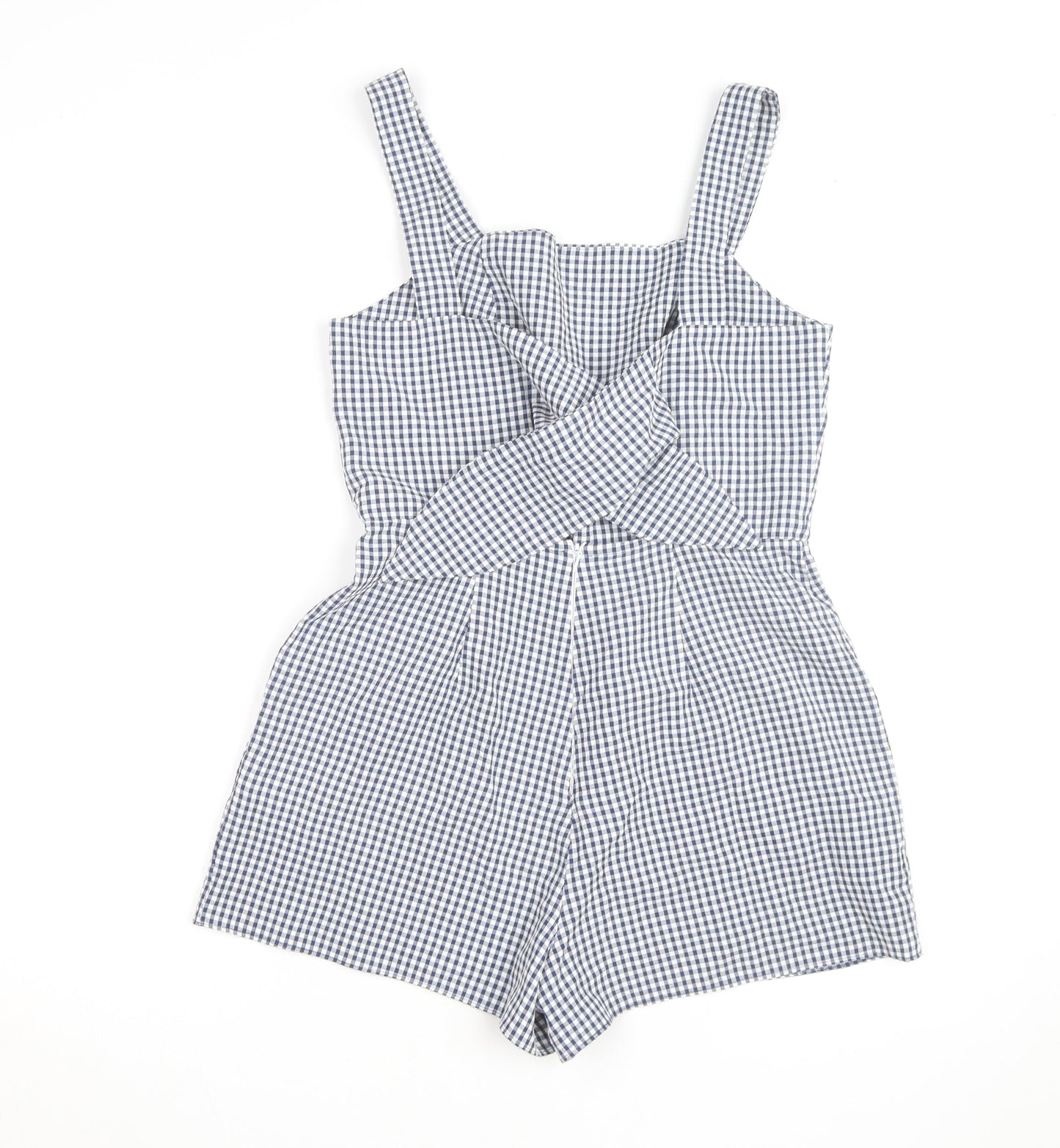 New Look Women's Blue Gingham Check Cotton Sleeveless Playsuit UK 8
