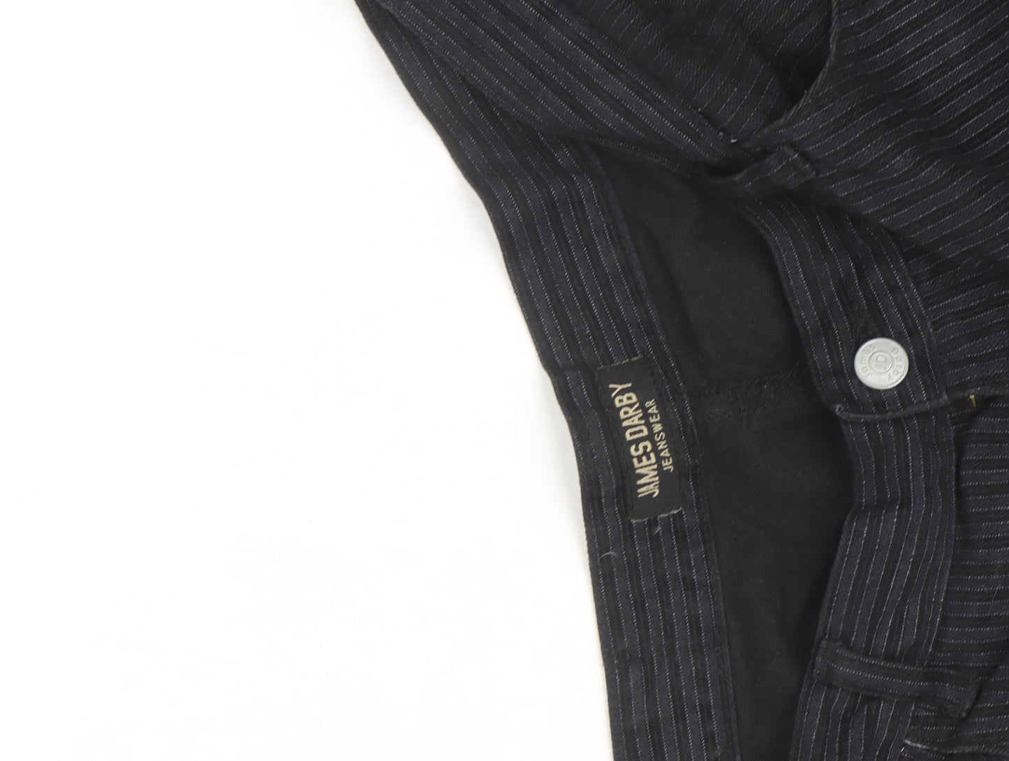 James Darby Men’s Black Pinstripe Cotton Chino Trousers Regular Fit
