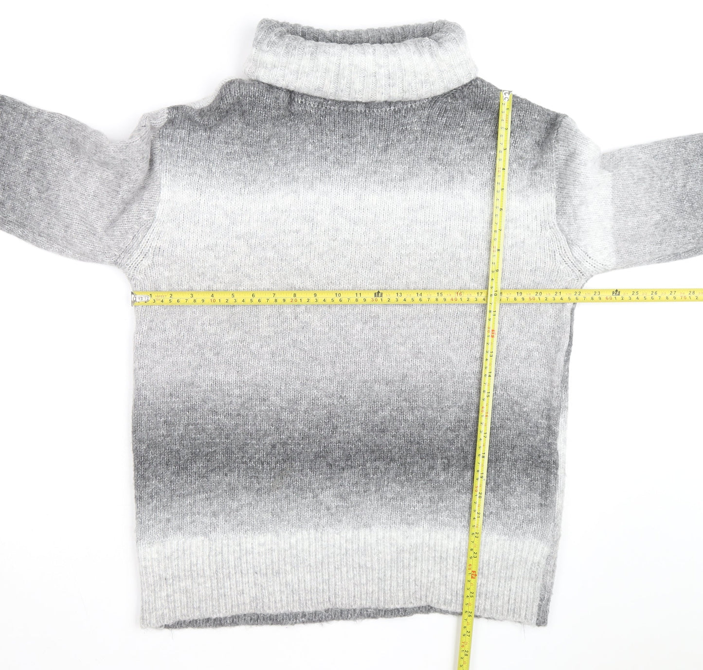 Marks and Spencer Men's Grey Roll Neck Chunky Knit Jumper Medium