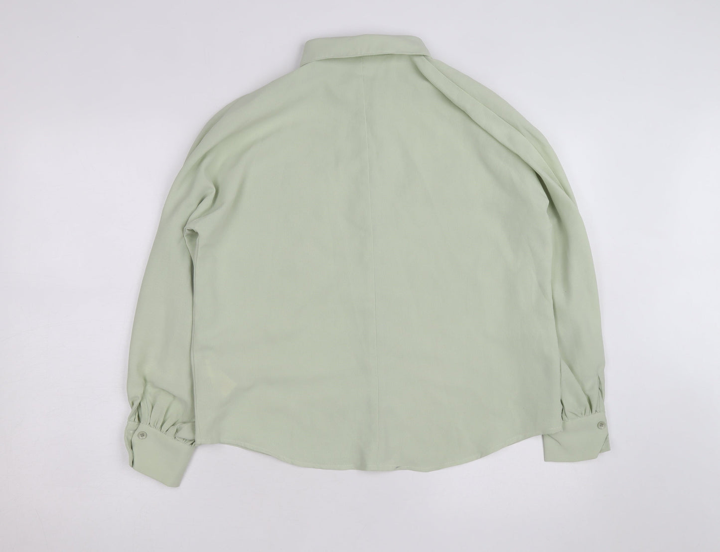 Boohoo Women Green Button-Up Long Sleeve Shirt Size 10