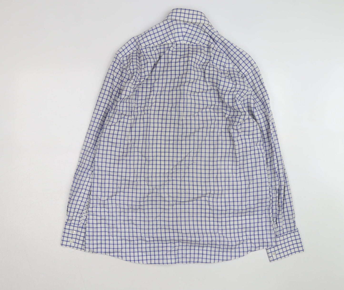 Charles Tyrwhitt Men's Blue Check Slim Fit Non-Iron Shirt Size 16.5