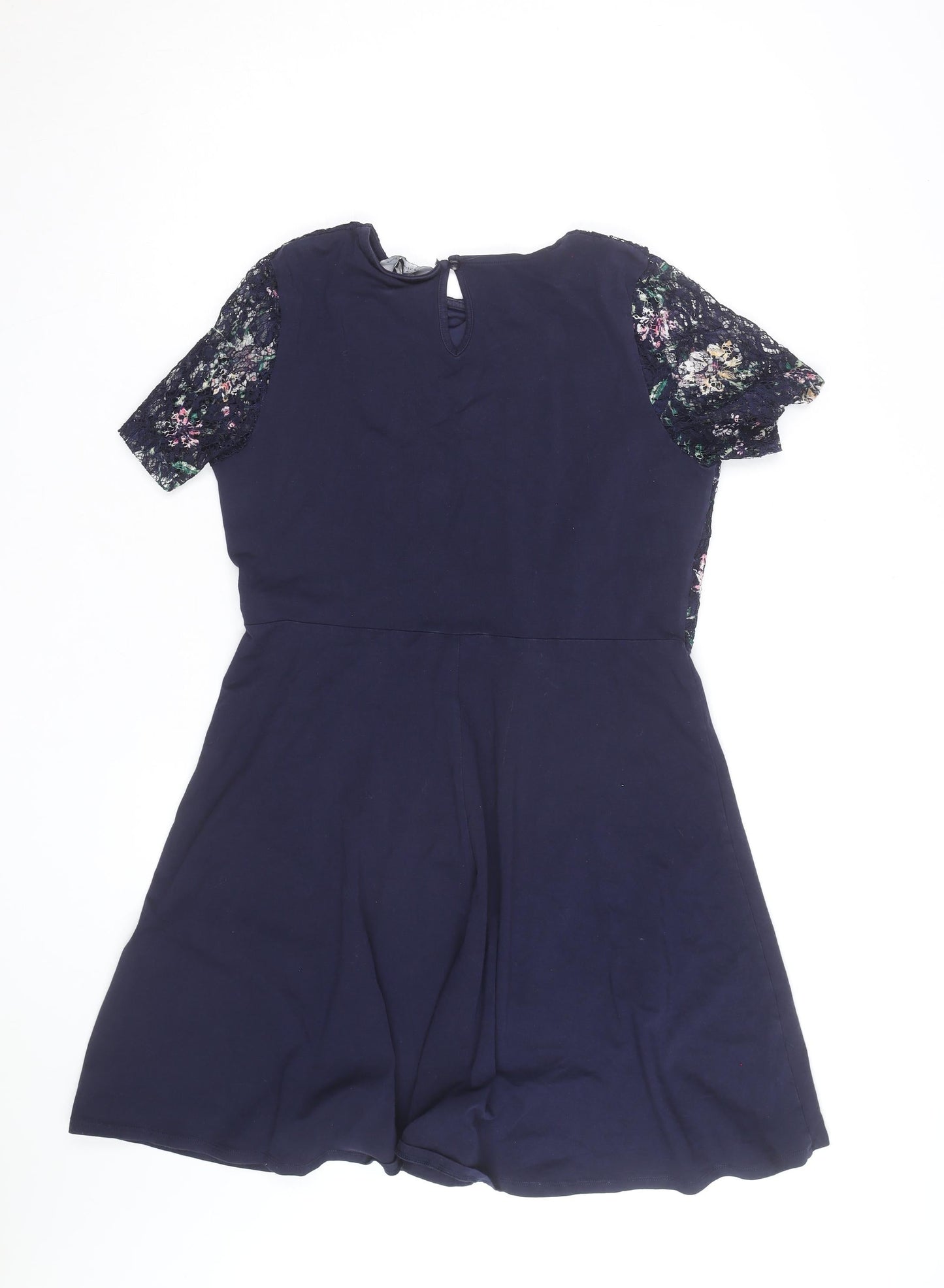 Dorothy Perkins Women Blue Floral Lace Fit & Flare Dress Size 16