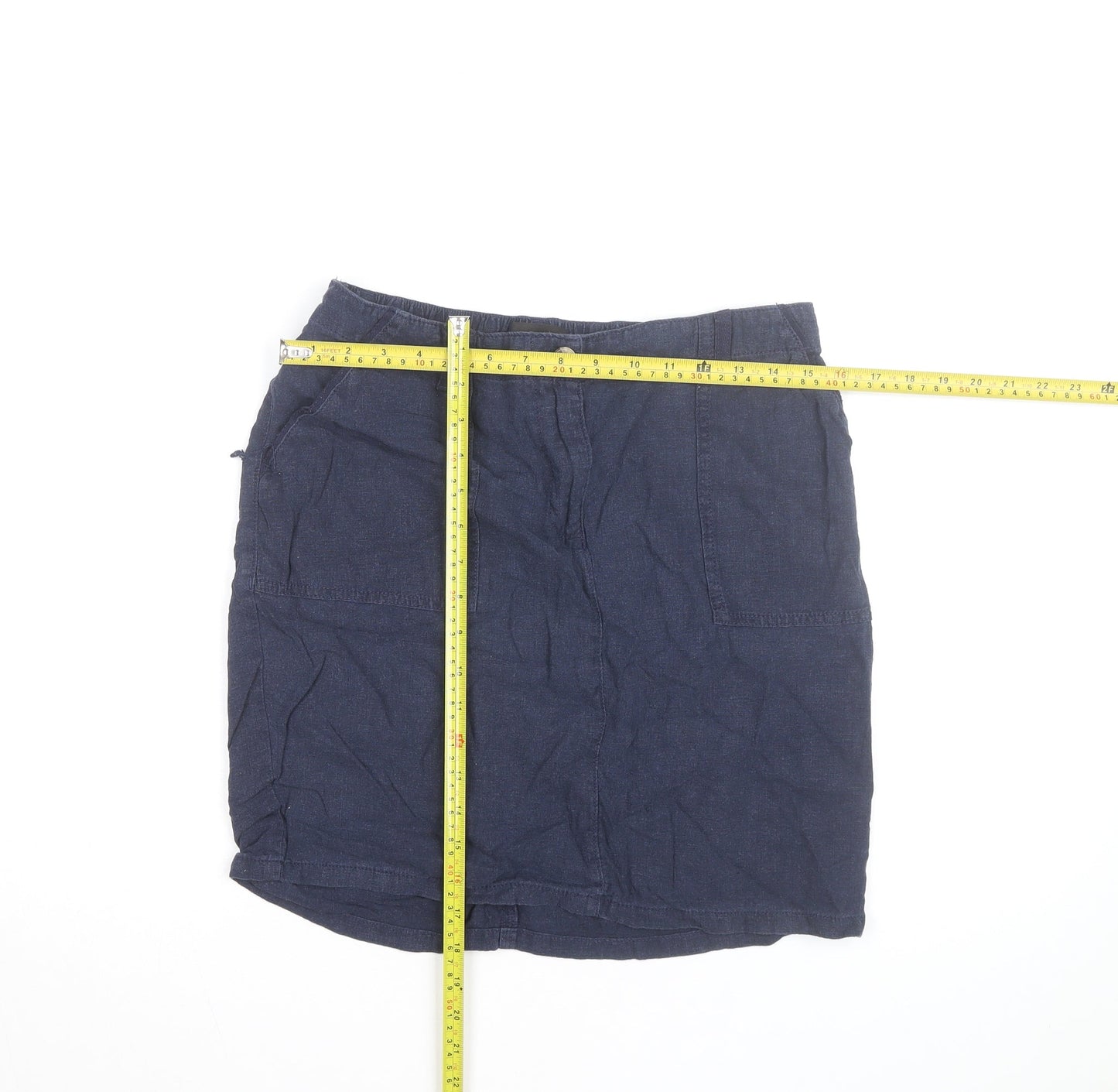 Next Women Blue Knee Length Linen Cotton Skirt Size 12
