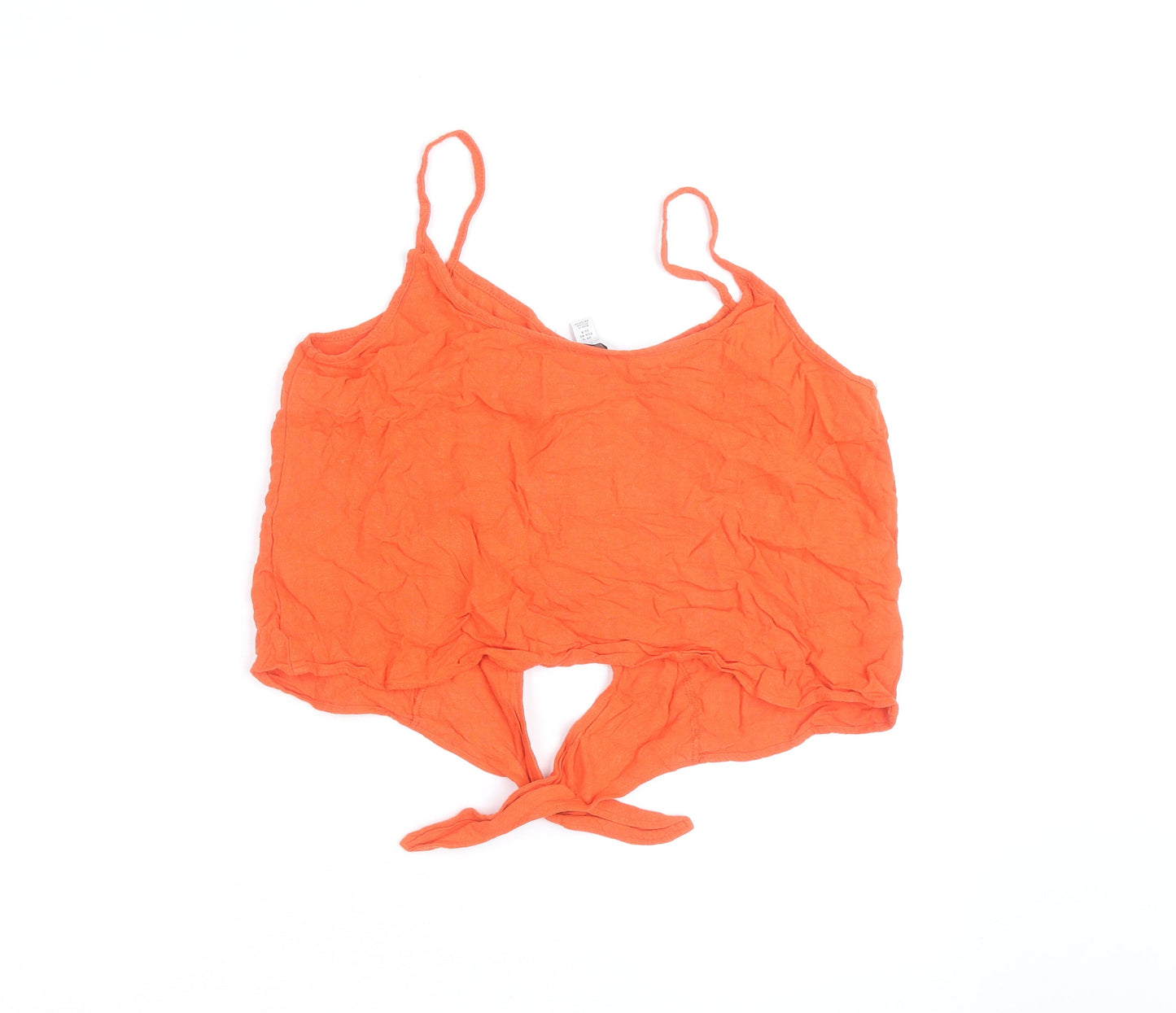 Topshop Women’s Orange Camisole Tank Top Size 12 V-Neck Button Tie