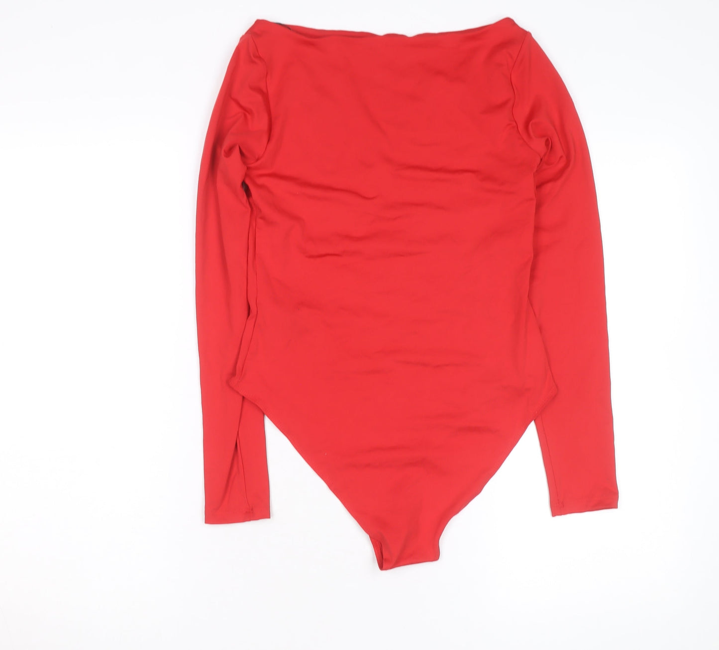H&M Womens Red Long Sleeve Bodysuit Size S Stretch Jersey