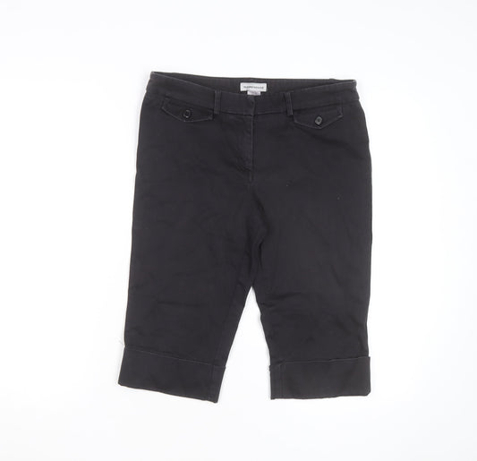 Warehouse Women's Black Chino Shorts Size 10 Stretch Cotton