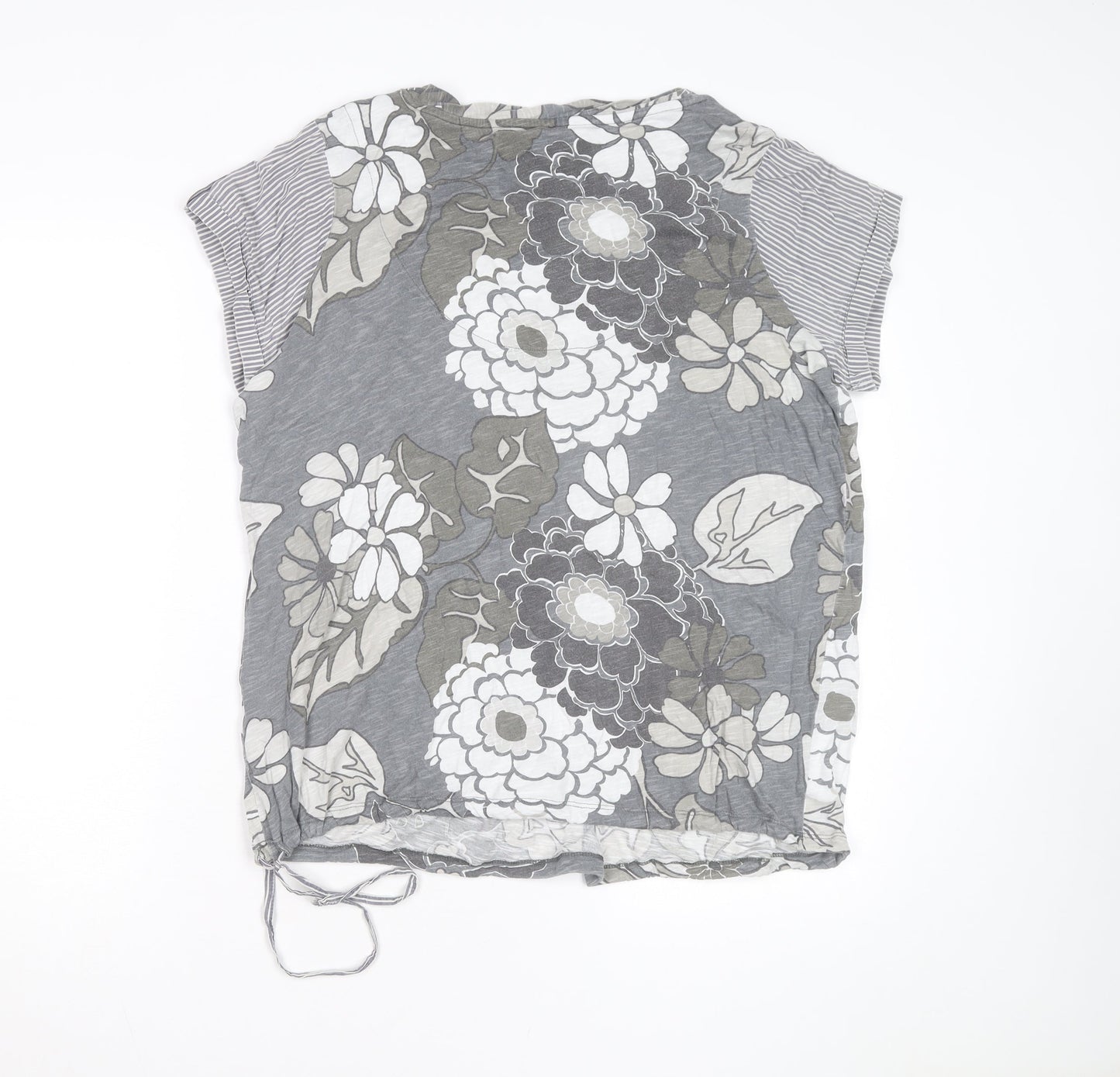 Next Womens Grey Floral Print V-Neck Tunic T-Shirt Size 20
