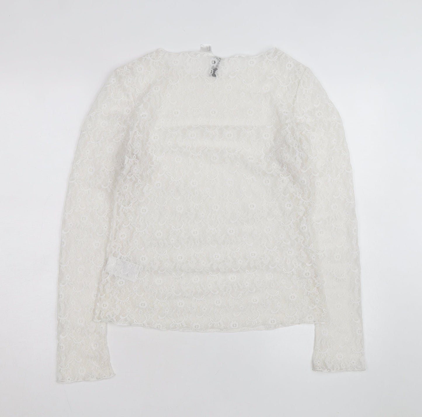 H&M Divided White Lace Long Sleeve Blouse Women’s Size L
