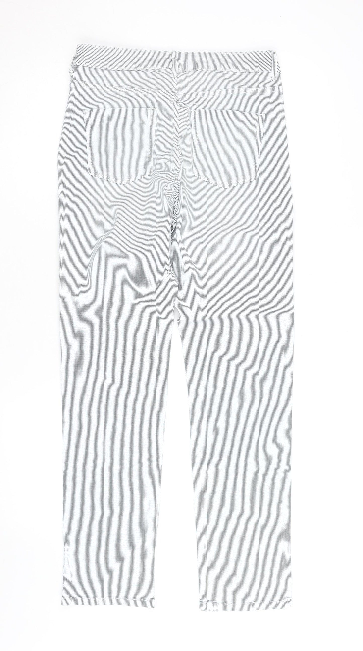 Marks and Spencer Women Blue Striped Chino Trousers Size 10