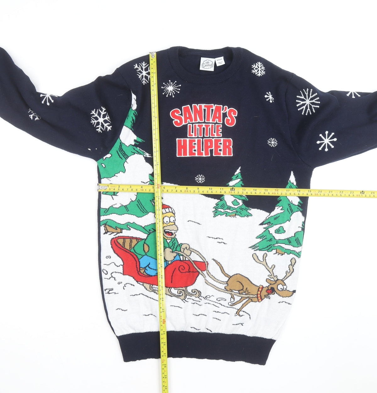 Back view of The Simpsons Men's Navy Christmas Jumper Medium Pullover Crew Neck